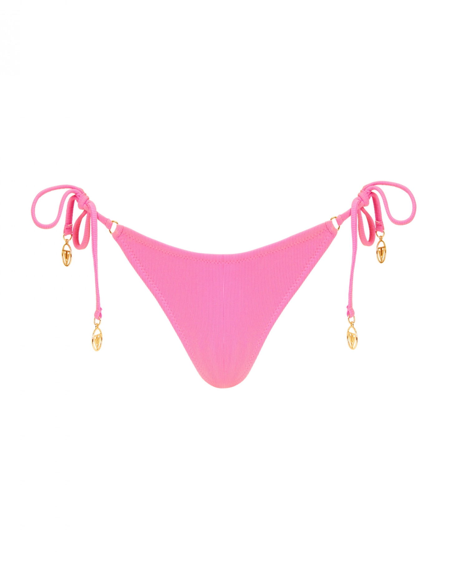 Pink Striped Side Tie Thong Low Rise Bikini Bottom M Vivien Vance
